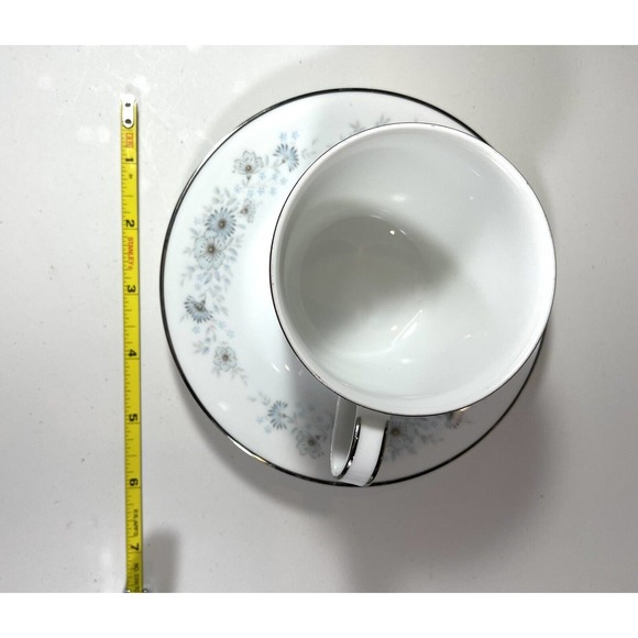 Noritake Japan Inverness Tea Coffee Flat Cup & Saucer 6716 Blue Flower Platinum - Picture 10 of 10